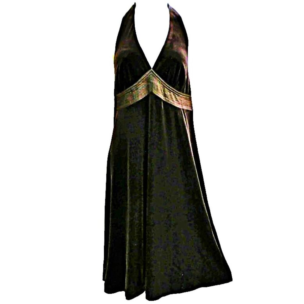 VeLVeT Vintage 90s Robbie Bee Halter Dress Brown Sweetheart Satin Pintuck 10